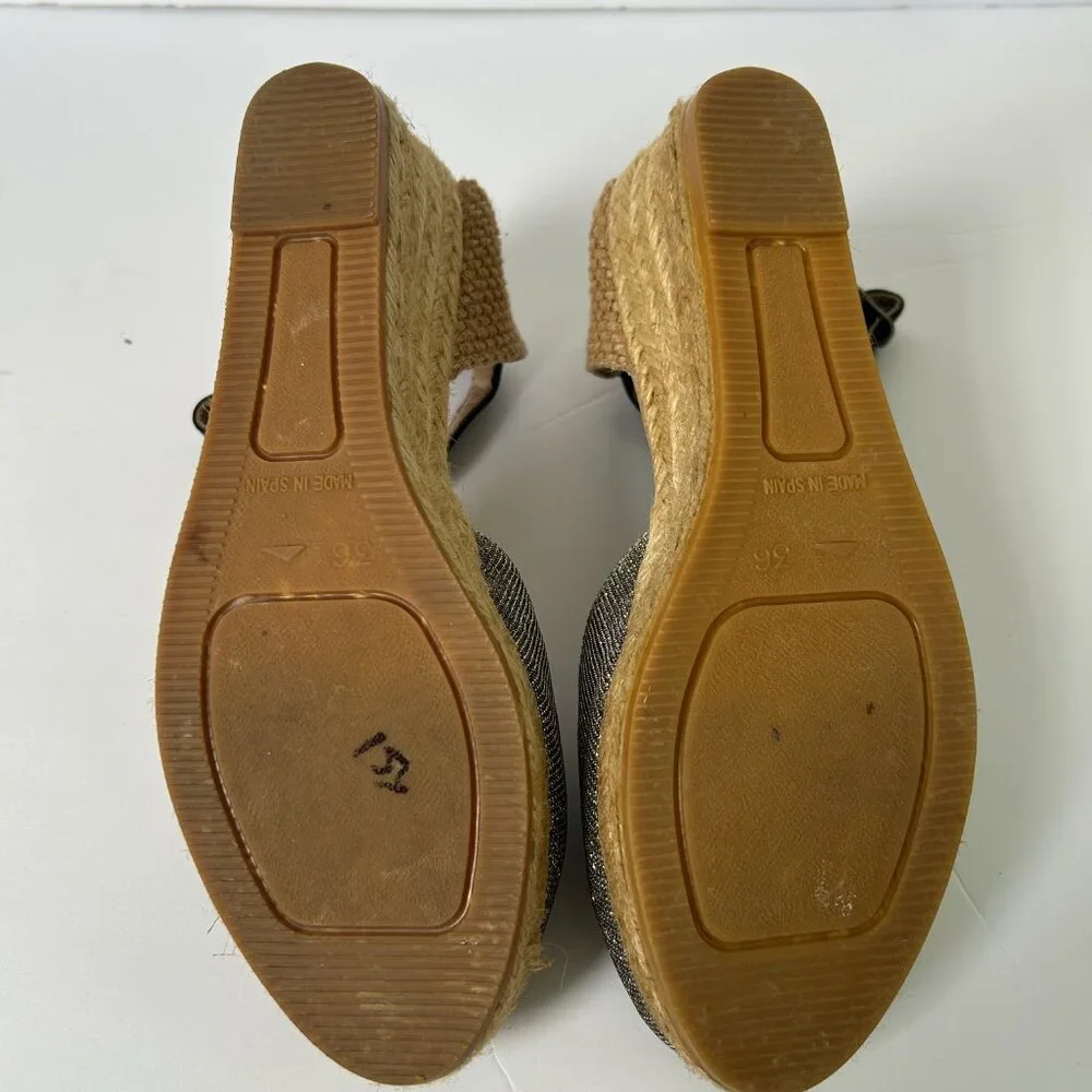 Eric Michael Copa Metallic Espadrille Sandal Ankle Strap 6 Comfort Spain Summer